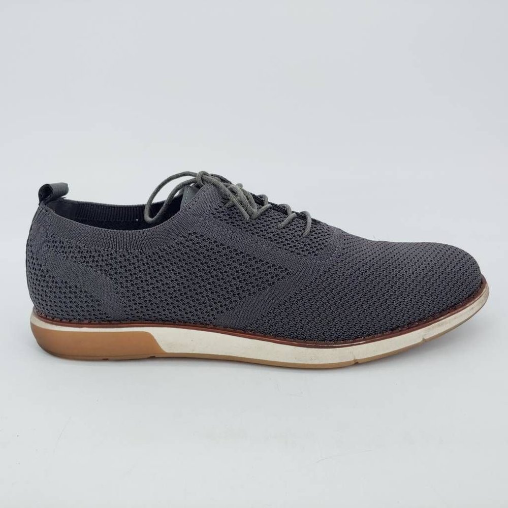 Jabasic Mens Sneakers Gray‎ White Low Top Lace Up Knit 10M